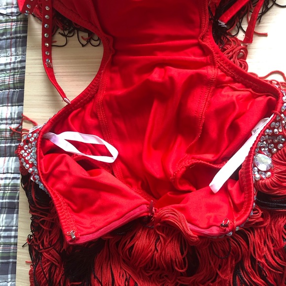 A fabulous Latin dancing dress with fringe, size Junior/ Woman XS-S - Picture 7 of 11